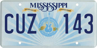 MS license plate CUZ143