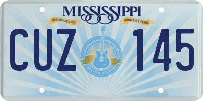 MS license plate CUZ145