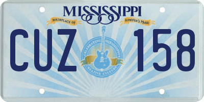 MS license plate CUZ158
