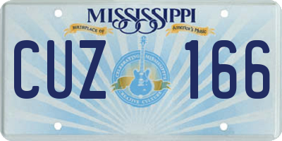 MS license plate CUZ166
