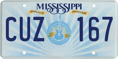 MS license plate CUZ167