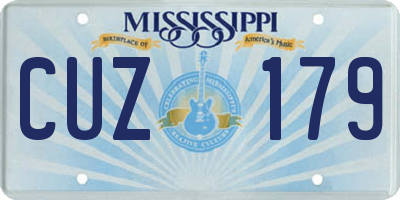 MS license plate CUZ179