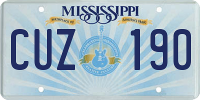 MS license plate CUZ190