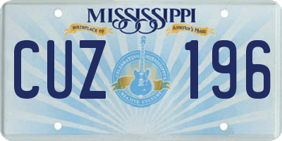 MS license plate CUZ196