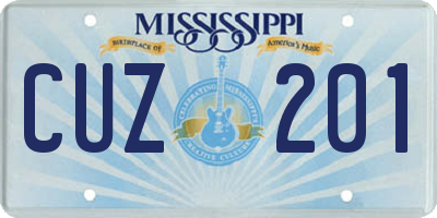 MS license plate CUZ201