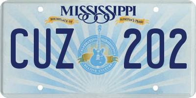 MS license plate CUZ202