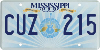MS license plate CUZ215