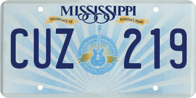 MS license plate CUZ219
