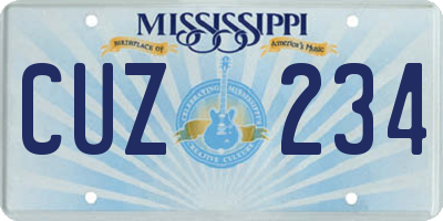 MS license plate CUZ234