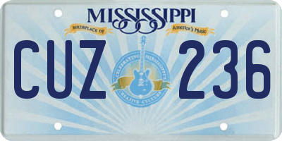 MS license plate CUZ236