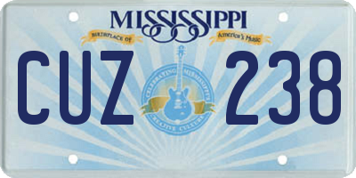 MS license plate CUZ238