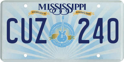 MS license plate CUZ240