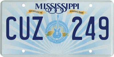 MS license plate CUZ249