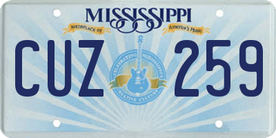 MS license plate CUZ259