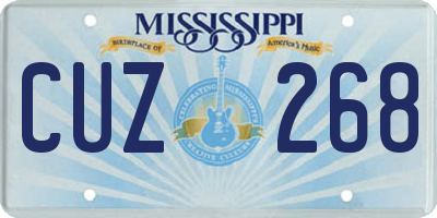 MS license plate CUZ268