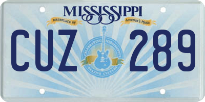 MS license plate CUZ289