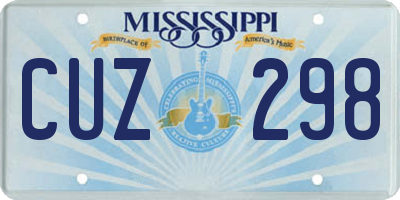 MS license plate CUZ298