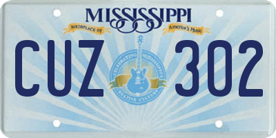 MS license plate CUZ302