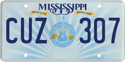 MS license plate CUZ307