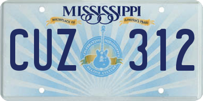 MS license plate CUZ312