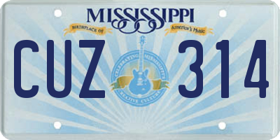 MS license plate CUZ314