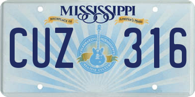 MS license plate CUZ316
