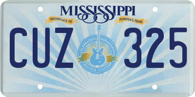 MS license plate CUZ325