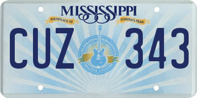 MS license plate CUZ343