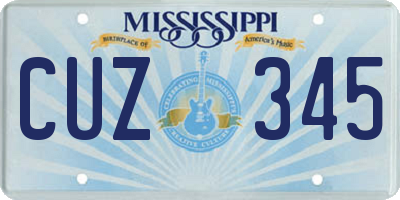 MS license plate CUZ345