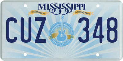 MS license plate CUZ348