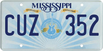 MS license plate CUZ352