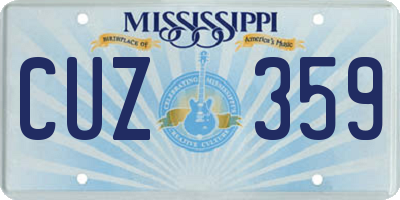 MS license plate CUZ359