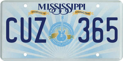 MS license plate CUZ365