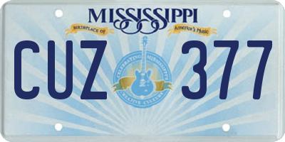 MS license plate CUZ377