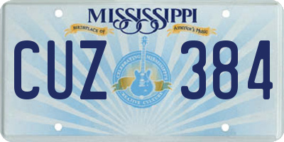 MS license plate CUZ384