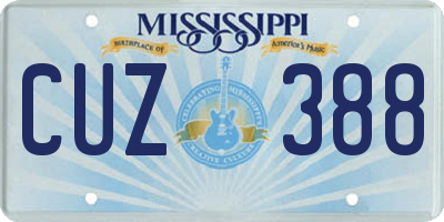 MS license plate CUZ388