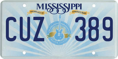 MS license plate CUZ389
