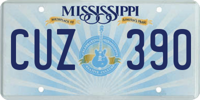 MS license plate CUZ390