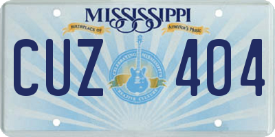 MS license plate CUZ404