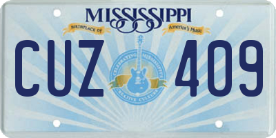 MS license plate CUZ409