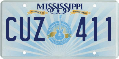 MS license plate CUZ411