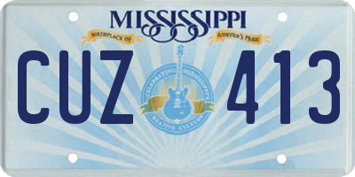 MS license plate CUZ413