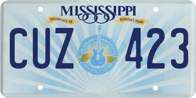 MS license plate CUZ423