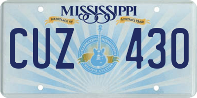 MS license plate CUZ430