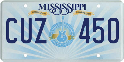 MS license plate CUZ450