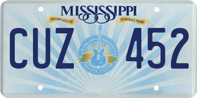 MS license plate CUZ452