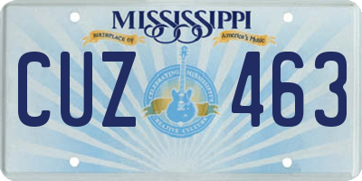 MS license plate CUZ463