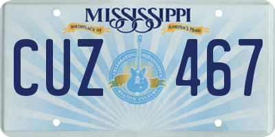 MS license plate CUZ467