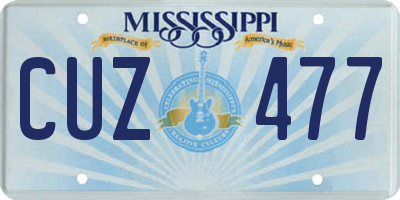 MS license plate CUZ477
