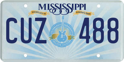 MS license plate CUZ488